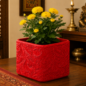 floral relief square planter
